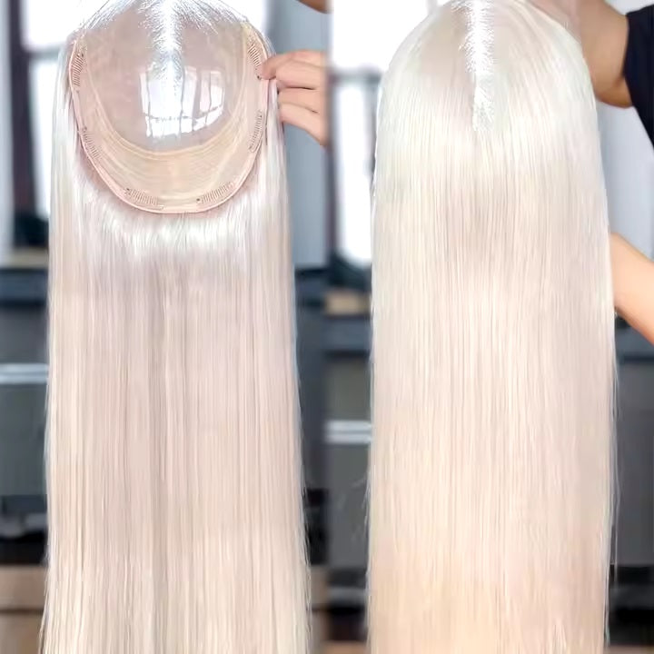 Hair Topper Platinum Blonde 18" Length