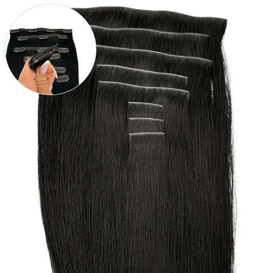 #1 Jet Black 150g Invisible Clip In Hair Extensions