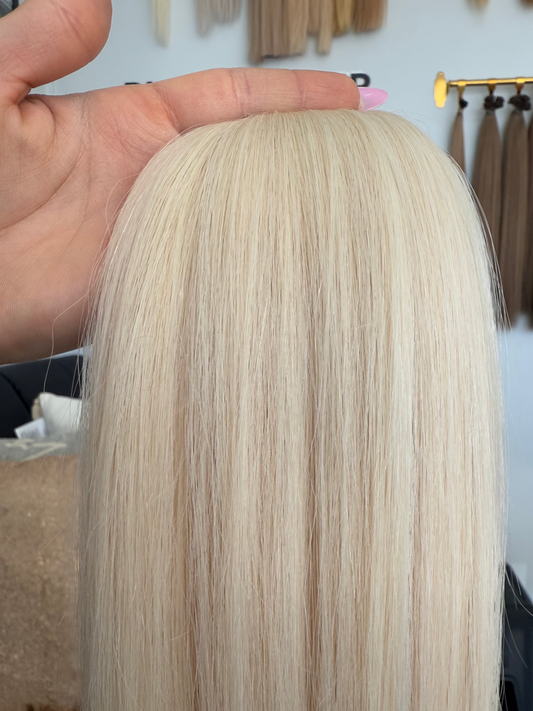 #60A Platinum Ash Blonde Invisible Clip In Hair Extensions