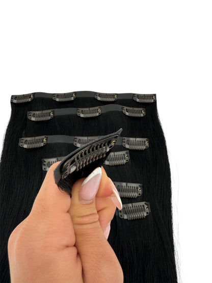 #1 Jet Black Invisible Clip In Hair Extensions